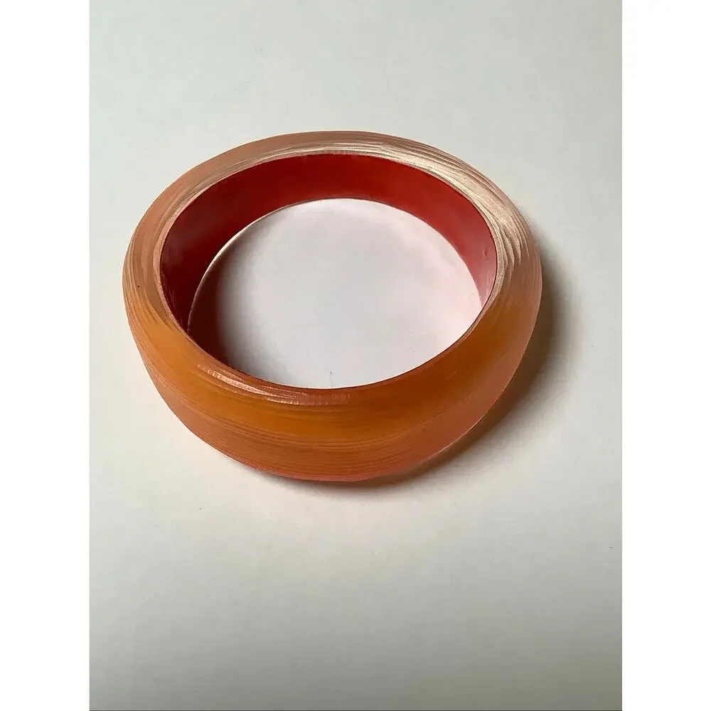 Alexis Bittar Orange Carved Lucite Translucent Bangle Bracelet Vintage F17-29